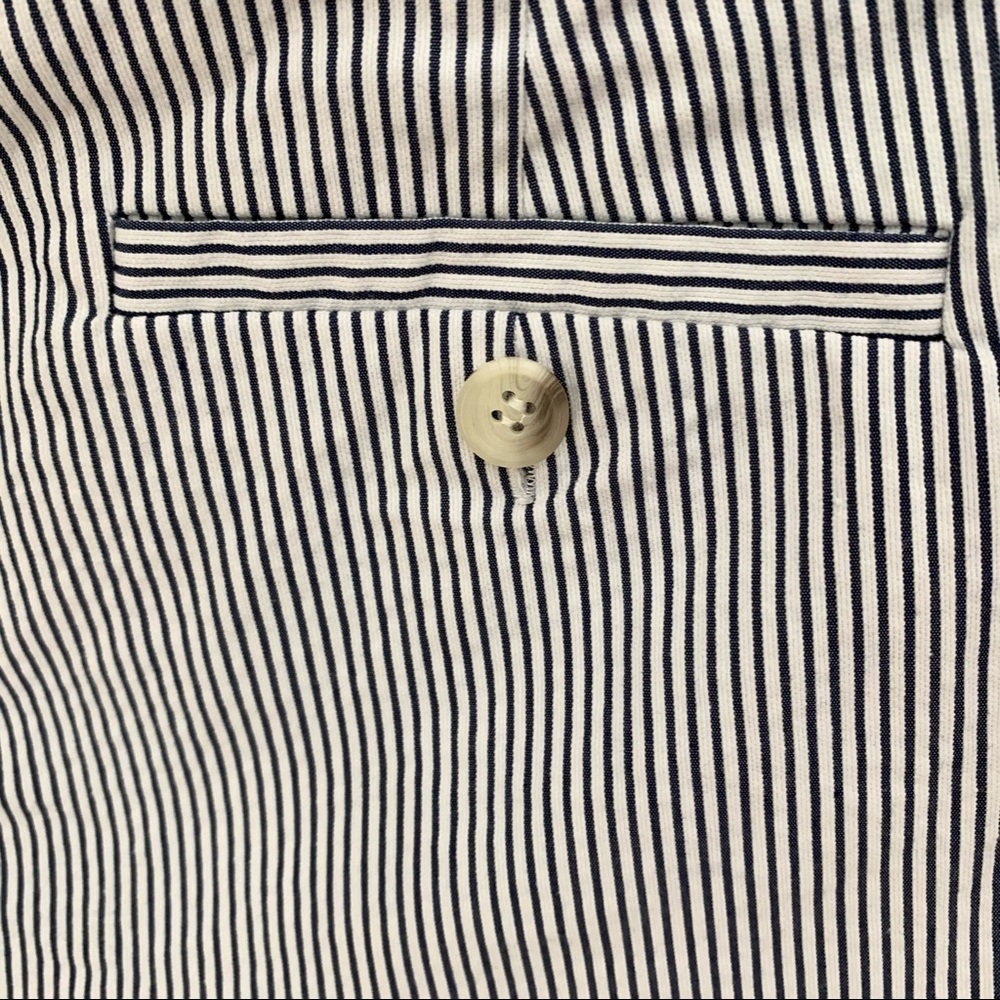 CYNTHIA STEFFE Seersucker Striped Cuffed Shorts 4” Cotton Blend Blue and White - Picture 11 of 15